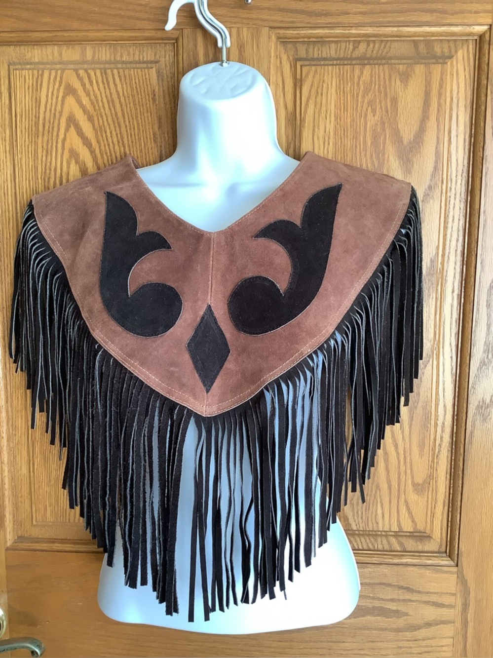 Suede fringe collar/shawl.